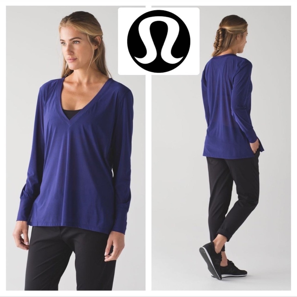 Lululemon Get Low Long Sleeve V-neck in Emperor Blue Oversized 8